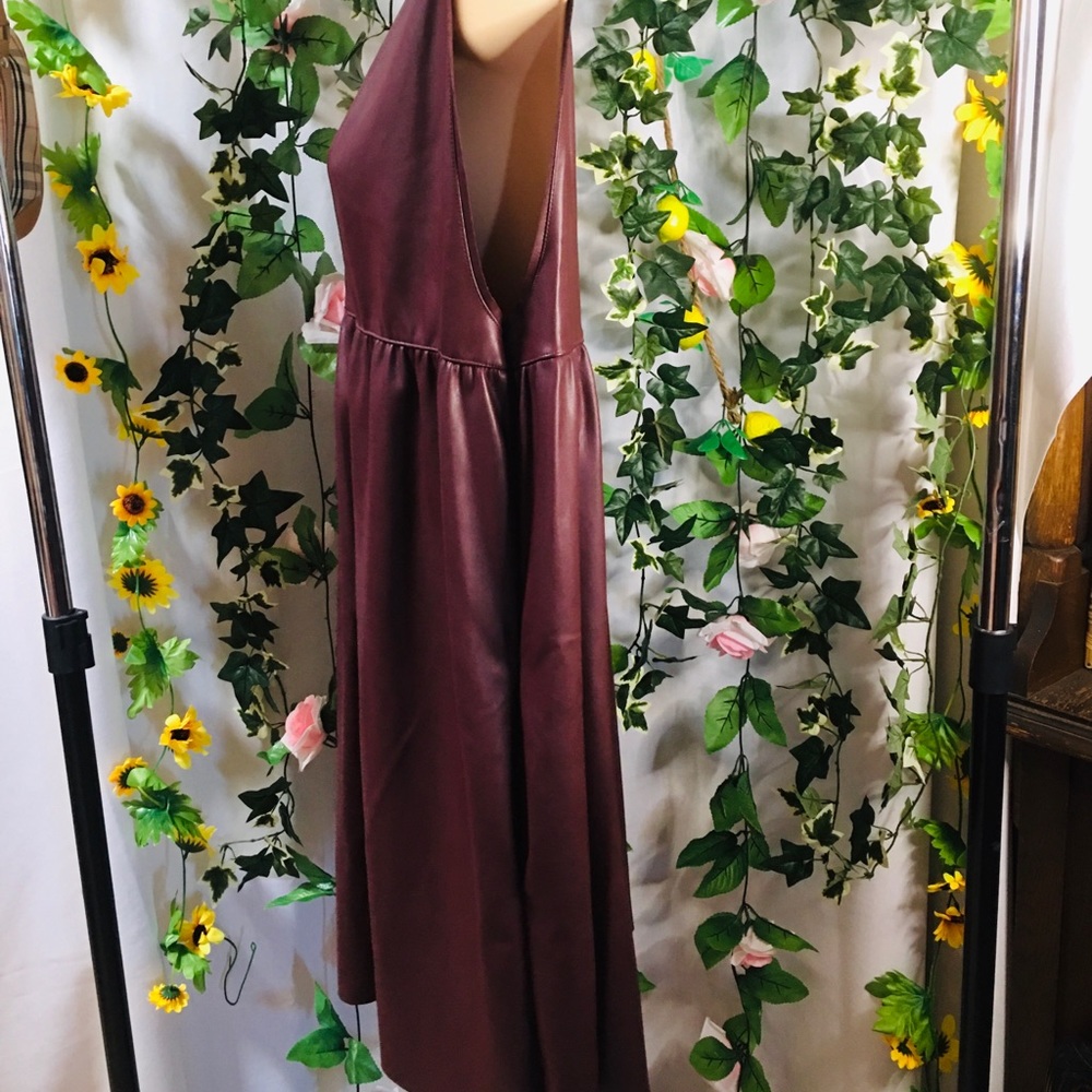 ZARA faux leather dress. Brown/Maroon colour - Picture 4 of 9